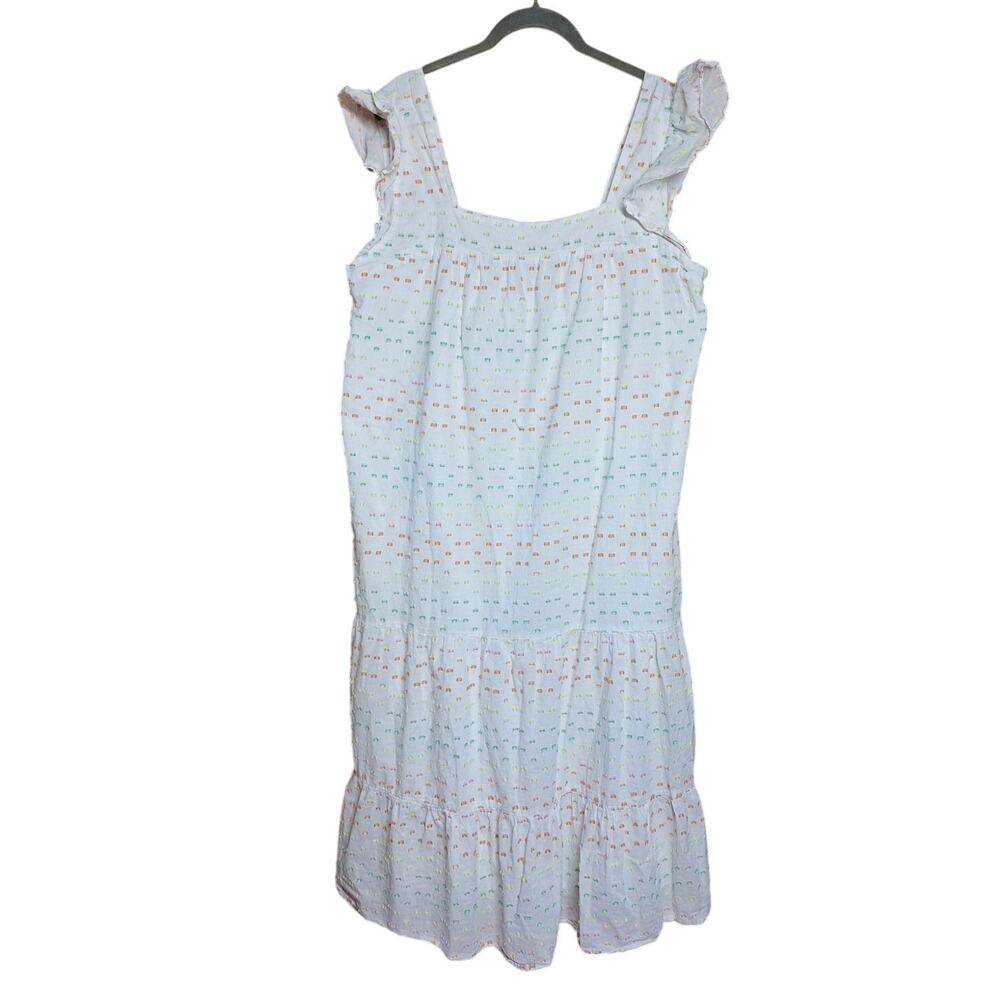 Draper James RSVP rainbow clip-dot tiered midi dress Cottagecore minimalist - Picture 3 of 6